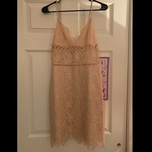 Metallic Nude Lace Slip Dress